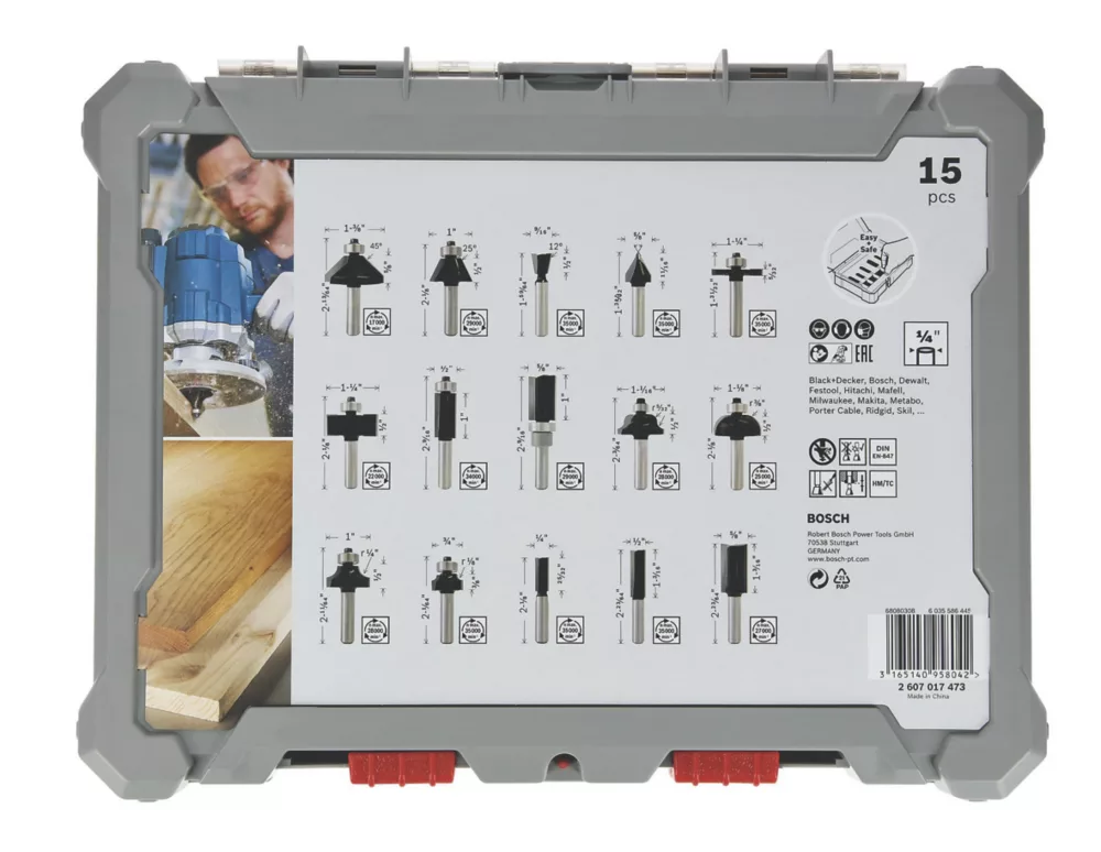 Bosch 1/4" Shank Router Bit Set 15 Pieces 4 Bosch 1/4" Shank Router Bit Set 15 Pieces - Image 2