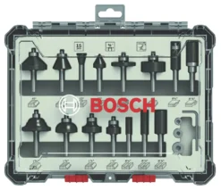 Bosch 1/4" Shank Router Bit Set 15 Pieces