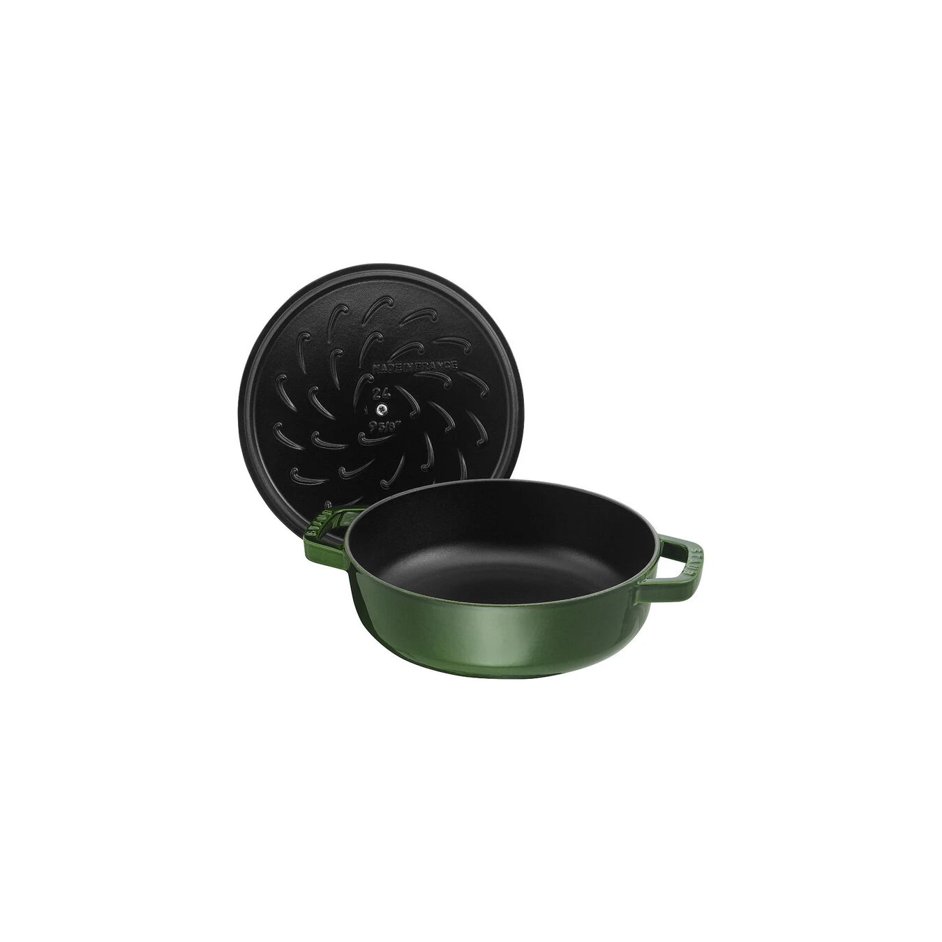 Staub 28 Cm Round Cast Iron Saute Pan Chistera Basil-green 4 Staub 28 Cm Round Cast Iron Saute Pan Chistera Basil-green - Image 2