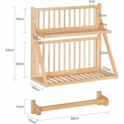 SoBuy Wall Mounted Rubber Wood Kitchen Plate Rack, KCR11-N -Craghoppers shop 55298473 3