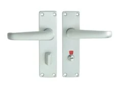 Union Swallow Bathroom Door Handle LH Pair Satin Aluminium
