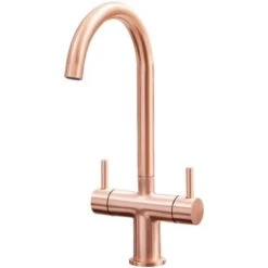 SIA KT3CU Copper Swan Neck Twin Lever Contemporary Monobloc Kitchen Mixer Tap