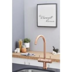 SIA KT3CU Copper Swan Neck Twin Lever Contemporary Monobloc Kitchen Mixer Tap -Craghoppers shop 65334677 3