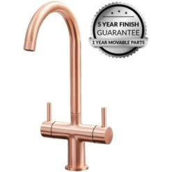 SIA KT3CU Copper Swan Neck Twin Lever Contemporary Monobloc Kitchen Mixer Tap -Craghoppers shop 65334677 5