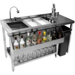 Cocktail Bar Station Stainless Steel 90L Insulated Ice Well