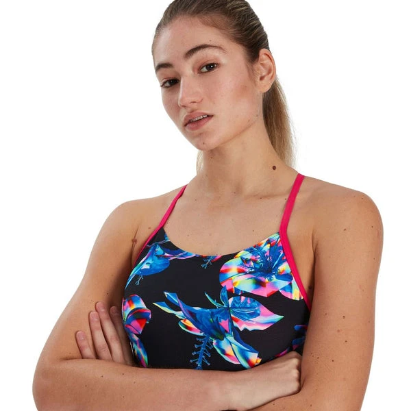 Speedo - Women's Swimsuit Freestyler One Piece Black/Blue 6 Speedo - Women's Swimsuit Freestyler One Piece Black/Blue - Image 4