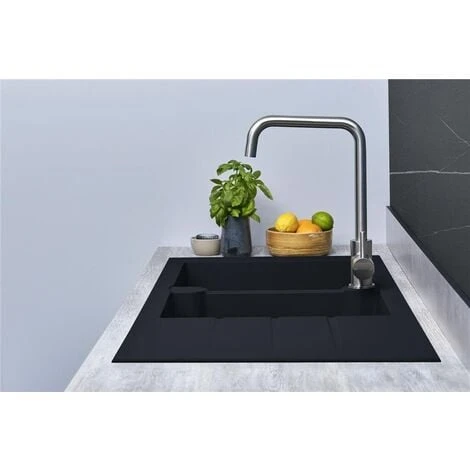 Liquida LP20BL 2.0 Bowl Composite Inset Reversible Black Kitchen Sink 7 Liquida LP20BL 2.0 Bowl Composite Inset Reversible Black Kitchen Sink - Image 5