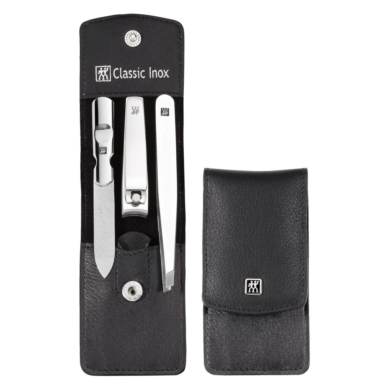 Zwilling 3-pcs Calf Leather Snap Fastener Case Black 3 Zwilling 3-pcs Calf Leather Snap Fastener Case Black