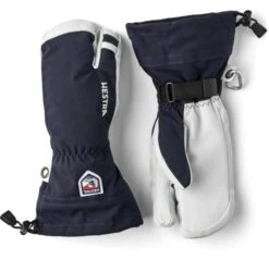 Hestra Army Leather Heli Ski Three Finger Glove Navy
