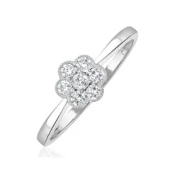 Lab Diamond Flower Ring 0.25ct H/Si In 9K White Gold