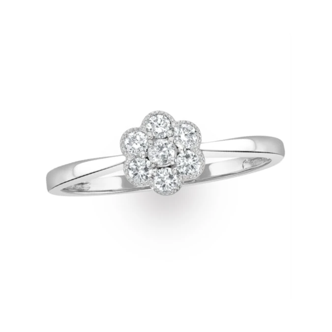 Lab Diamond Flower Ring 0.25ct H/Si In 9K White Gold 4 Lab Diamond Flower Ring 0.25ct H/Si In 9K White Gold - Image 3