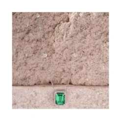 Astra 1.50ct Lab Emerald And Diamond Halo Octagon Cut Necklace In Silver -Craghoppers shop NID4226 GU flh