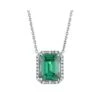 Astra 1.50ct Lab Emerald And Diamond Halo Octagon Cut Necklace In Silver -Craghoppers shop NID4226 GU h