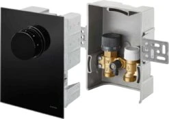 Oventrop Unibox Return Temperature Control 1022771 Real Glass, Black, With Valve, Thermostat And Return Temperature Limiter