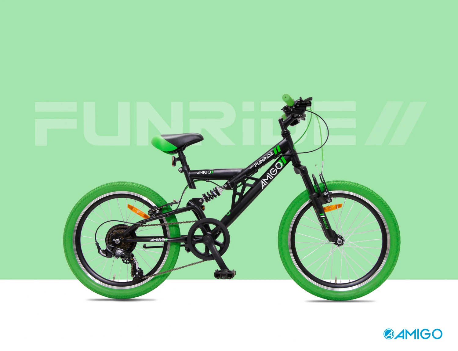 AMIGO Fun Ride 20 Inch 33 Cm Junior 7SP Rim Brakes Black/Green - Image 8