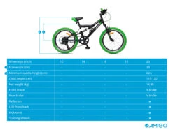 AMIGO Fun Ride 20 Inch 33 Cm Junior 7SP Rim Brakes Black/Green -Craghoppers shop amigo fun ride 20 inch 33 cm junior 7v v brakes zwart groen 9 452833 20201023134241