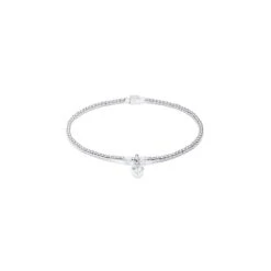 Annie Haak Blissful Crystal Heart Silver Charm Bracelet, 17cm