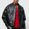 Boxy Homme Pu Biker Jacket