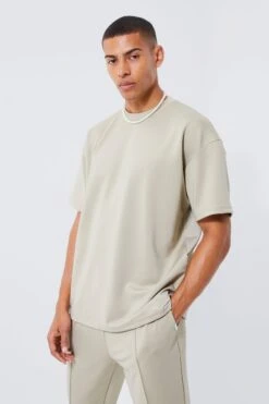 Oversized Scuba T-shirt And Jogger Set -Craghoppers shop bmm44933 taupe xl 3