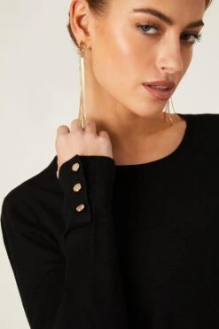 Dorothy Perkins Button Cuff Knitted Jumper -Craghoppers shop bqq04564 black xl 3