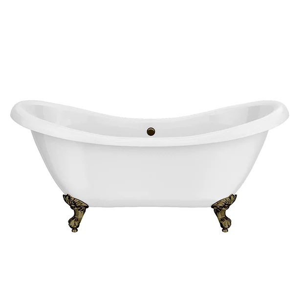 Earl 1750 Double Ended Roll Top Slipper Bath + Antique Brass Leg Set 2 Earl 1750 Double Ended Roll Top Slipper Bath + Antique Brass Leg Set
