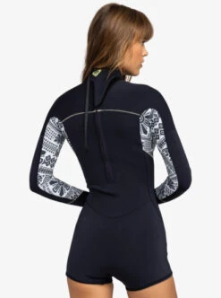 Roxy 2mm Swell Series - Long Sleeve Back Zip Springsuit For Women -Craghoppers shop erjw403054 roxyw kvj0 bck1