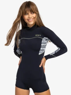 Roxy 2mm Swell Series - Long Sleeve Back Zip Springsuit For Women -Craghoppers shop erjw403054 roxyw kvj0 frt1