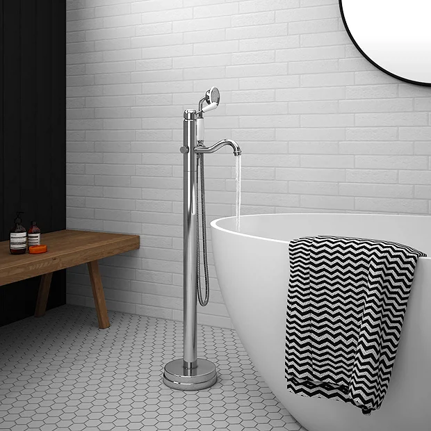 Lancaster Traditional Chrome Single Lever Freestanding Bath Shower Mixer 4 Lancaster Traditional Chrome Single Lever Freestanding Bath Shower Mixer - Image 2