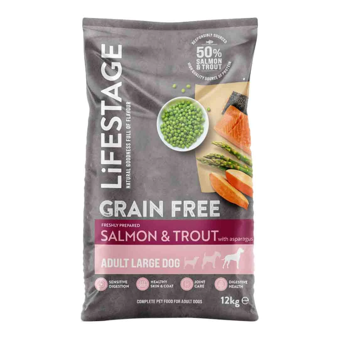 Lifestage Adult, Grain Free Salmon & Trout With Asparagus, 12Kg 3 Lifestage Adult, Grain Free Salmon & Trout With Asparagus, 12Kg