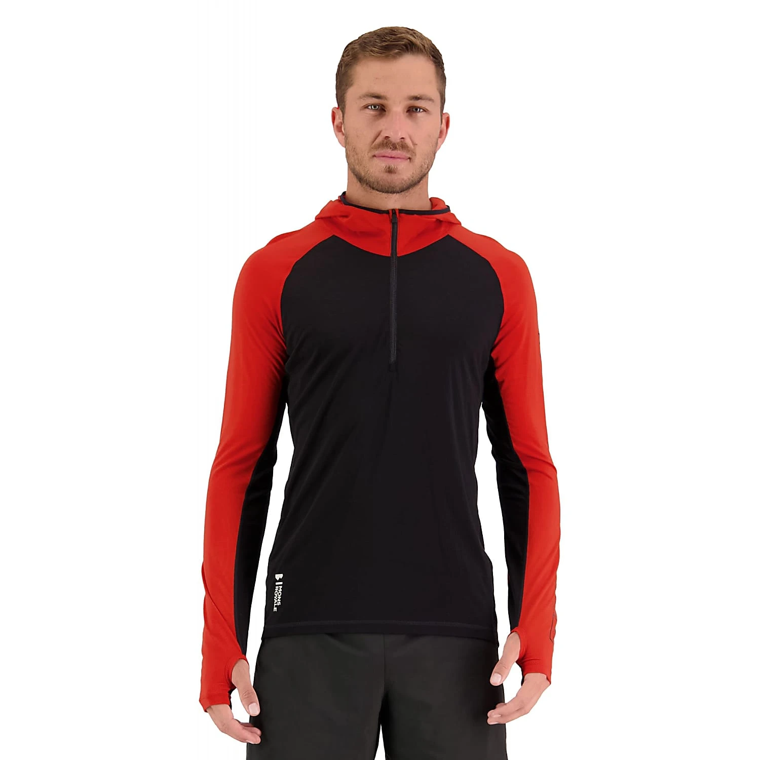 Mons Royale M TEMPLE TECH HOOD, Retro Red - Black 3 Mons Royale M TEMPLE TECH HOOD, Retro Red - Black