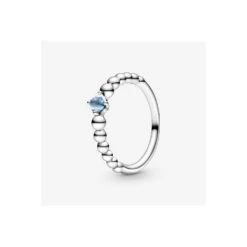 PANDORA March Birthstone Beaded Ring, Size 54